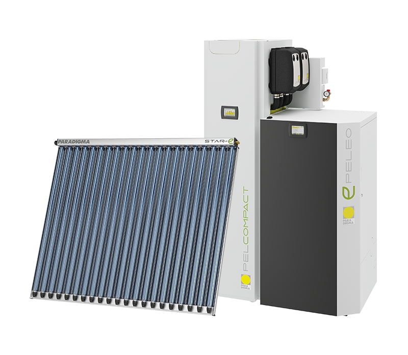 PELCOMPACT Heizzentrale mit STAR Solarkollektor im Verbund 