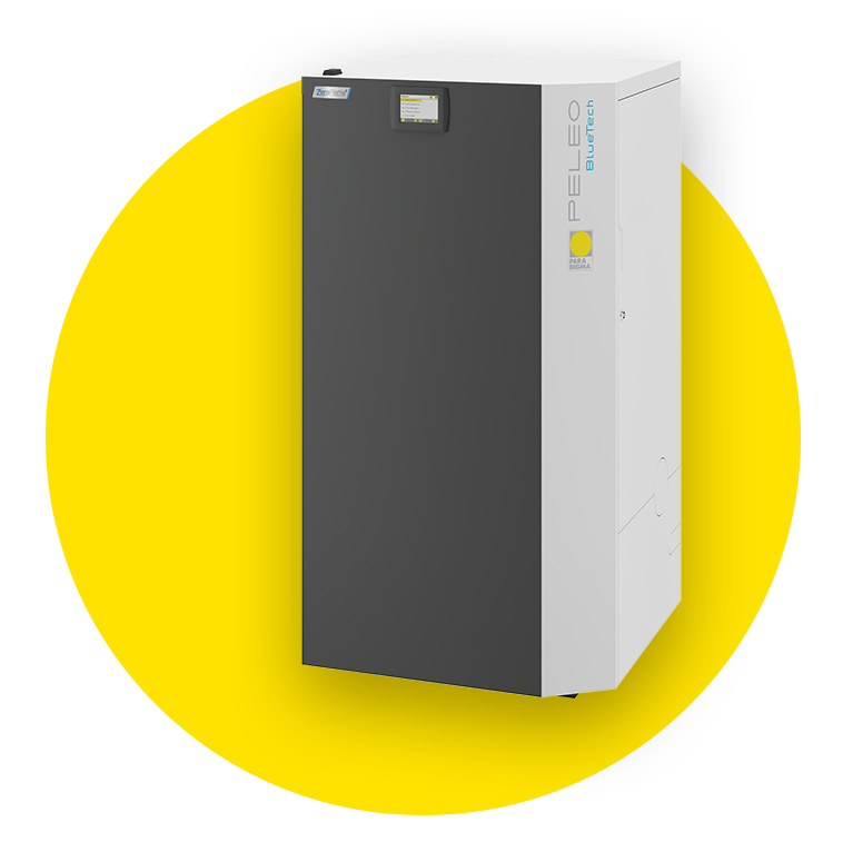 PELEO BlueTech auf gelbem Kreis von der Marke Paradigma