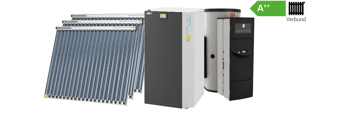 Pelletsheizung mit Solarwärmeanlage und Kompaktheizzentrale A+++ im Verbund