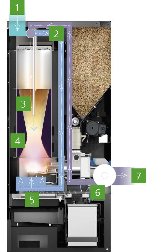 Pelletsheizung PELEO BlueTech im Querschnitt
